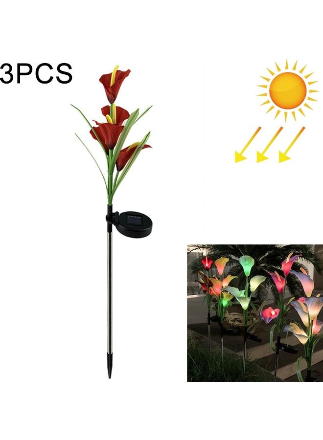 Generic 3-Piece Solar Powered Lily Flower LED Stake Light Set Red/Green/Black 