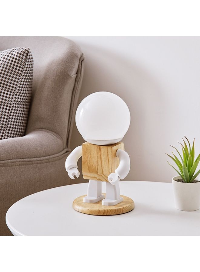 Solid Wood Robot Bedroom Bedside Simple Study Lamp Multicolour 15x15x25centimeter