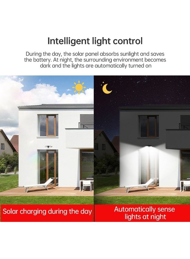 100 LEDs Light Control and Human Body Induction Outdoor Solar Wall Light White 23x8x8cm - Image 3