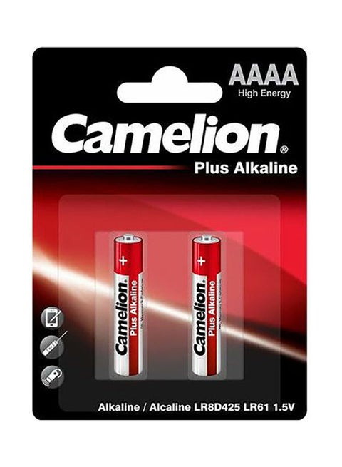 2-Piece Plus Alkaline AAAA 1.5V Batteries Silver/Red