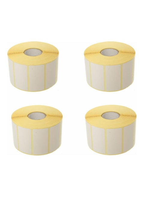 4-Piece Thermal Label Sticker Roll Set White/Gold