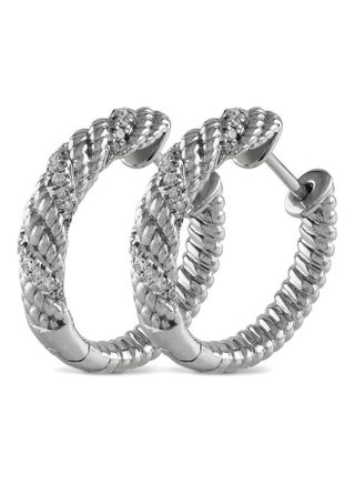 White Gold Huggie Style Hoops Earrings