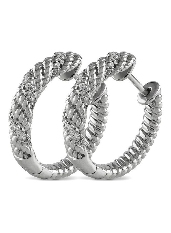 STARGEMS - White Gold Huggie Style Hoops Earrings - Image 1