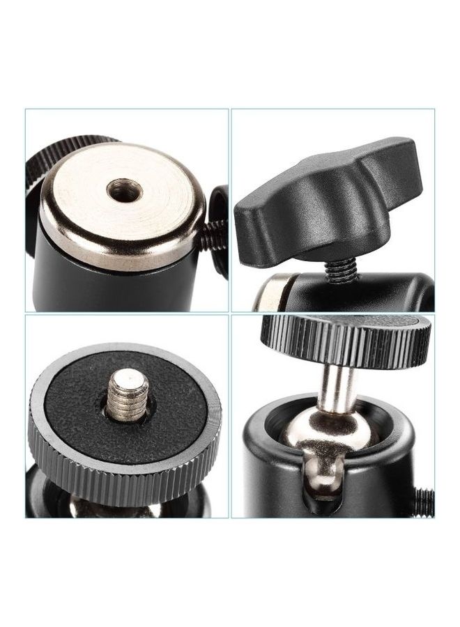 Aluminum Alloy 360 Degree Rotating Swivel Mini Ball Head With 1,4 inch 3,8 inch Thread Base Mount For Dslr Camera Like Canon, Nikon, Sony, Camcorder & iPhone 6s,6,5S,5,4S,4,GoPro HD Hero 1,2,3,3 plus,4 Black
