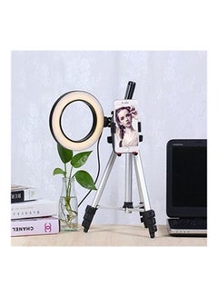 Generic Ring Light with Tripod Stand for YouTube Video and Makeup Mini LED Camera Light with Cell Phone Holder Desktop LED Lamp with 3 Light Modes & 11 Brightness Level Multicolour  - Image 4