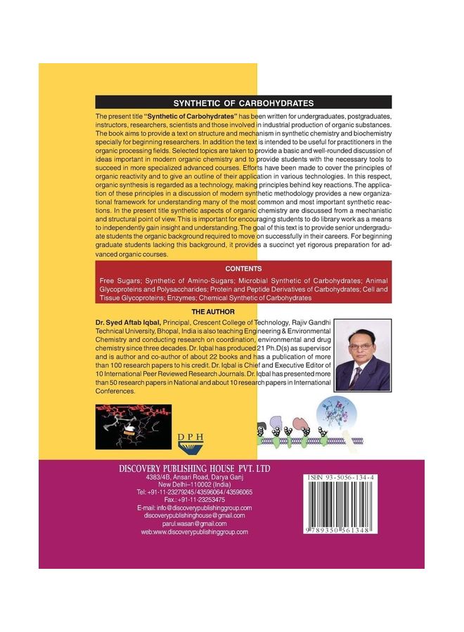 Synthetic Of Carbohydrates Paperback English by S. A. Iqbal - 2014 - Image 2