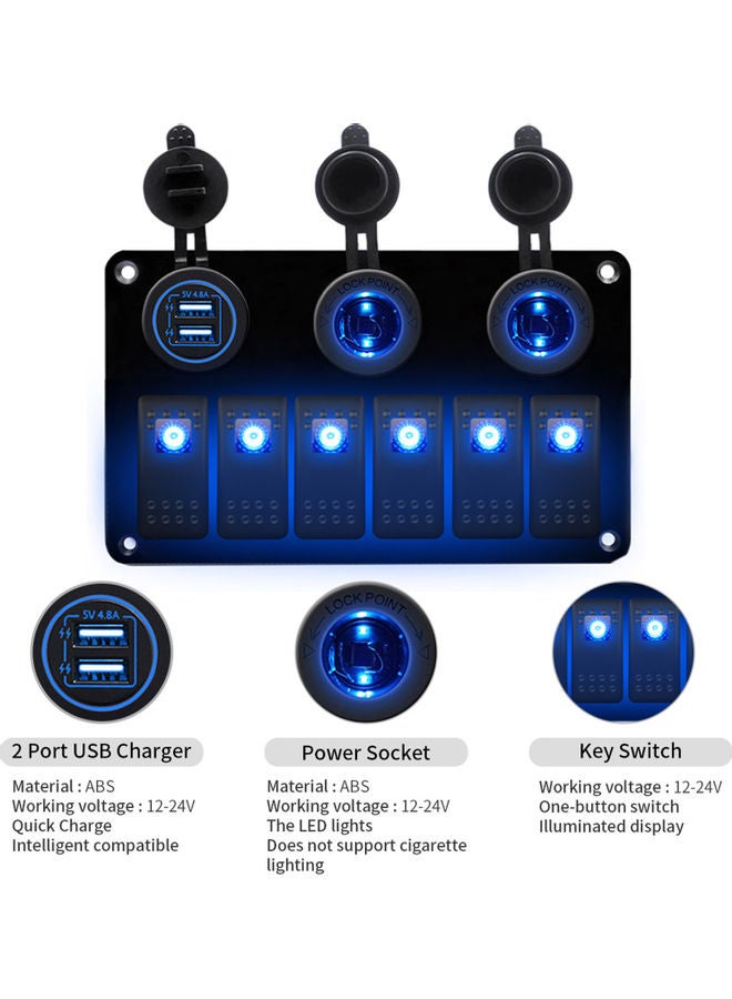 Generic Universal 6 Gang ON/Off Toggle Rocker Switch Panel - Image 4