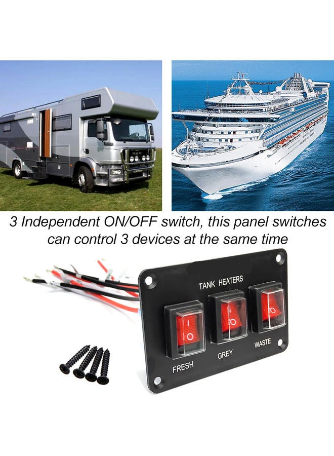 Generic - 12V Rocker Switch Panel Circuit Breaker Waterproof 3 Gang Toggle - Image 1