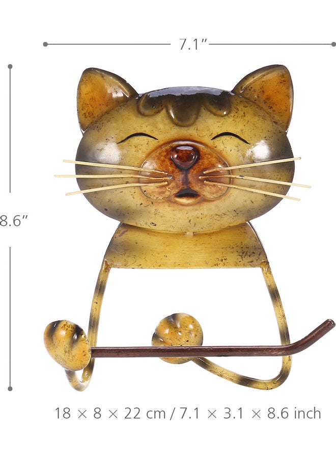 توراتس حامل ورق تواليت على شكل قطة أصفر/بني - Image 2