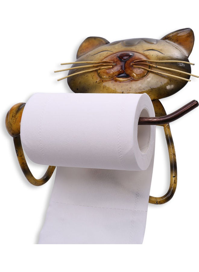 توراتس حامل ورق تواليت على شكل قطة أصفر/بني - Image 4