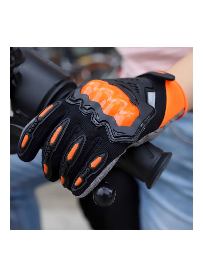 Generic Men’s Women Warm Import Leather Motorcycle Gloves Orange-XL  - Image 2