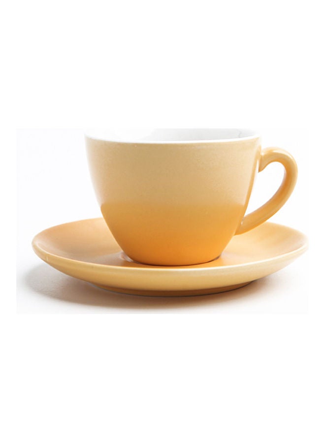 Matte Glaze Coffee Cup and Saucer Yellow/White 10.8x10.8x7.2cm