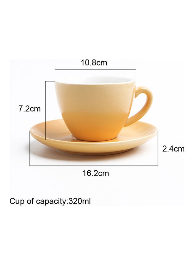 Matte Glaze Coffee Cup and Saucer Yellow/White 10.8x10.8x7.2cm