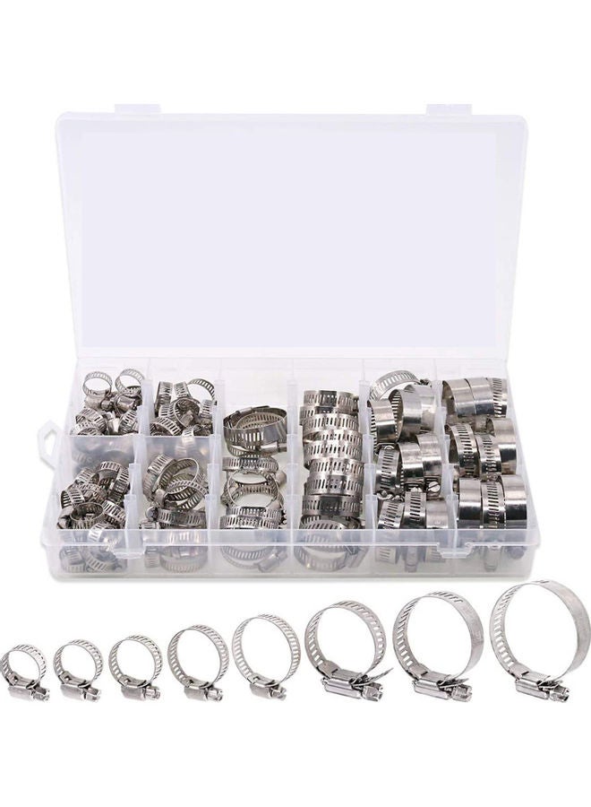 Generic 100-Piece Adjustable Worm Gear Hose Clamps Assortment Kit for Automotive Mechanical Use - Image 1