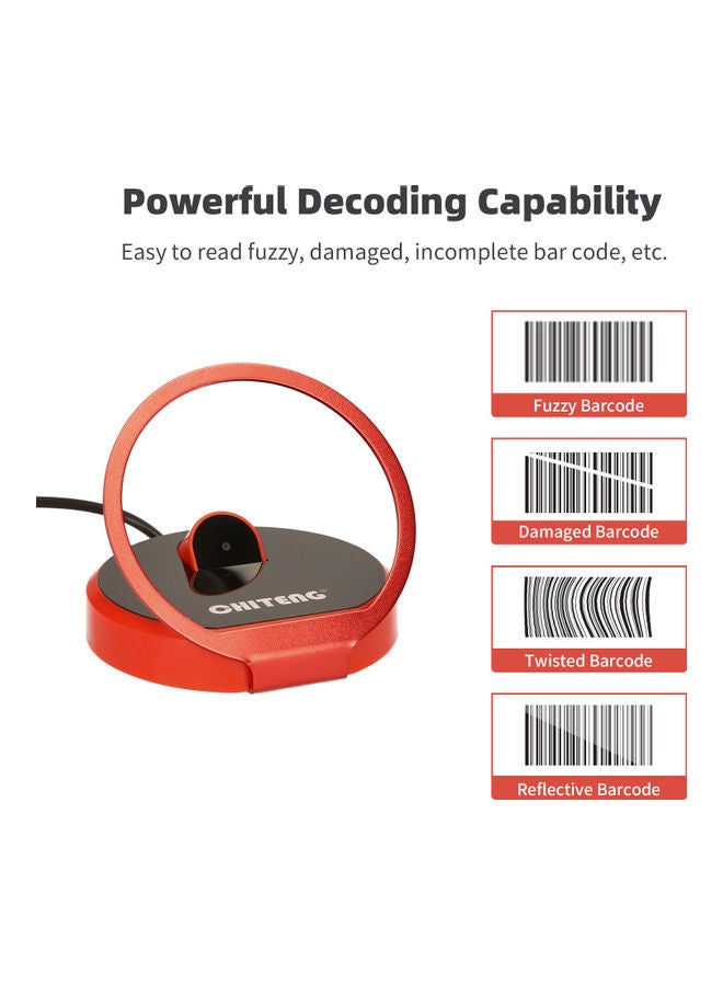 Generic Hand-free Barcode Scanner Omnidirectional Desktop Red/Black  - Image 4