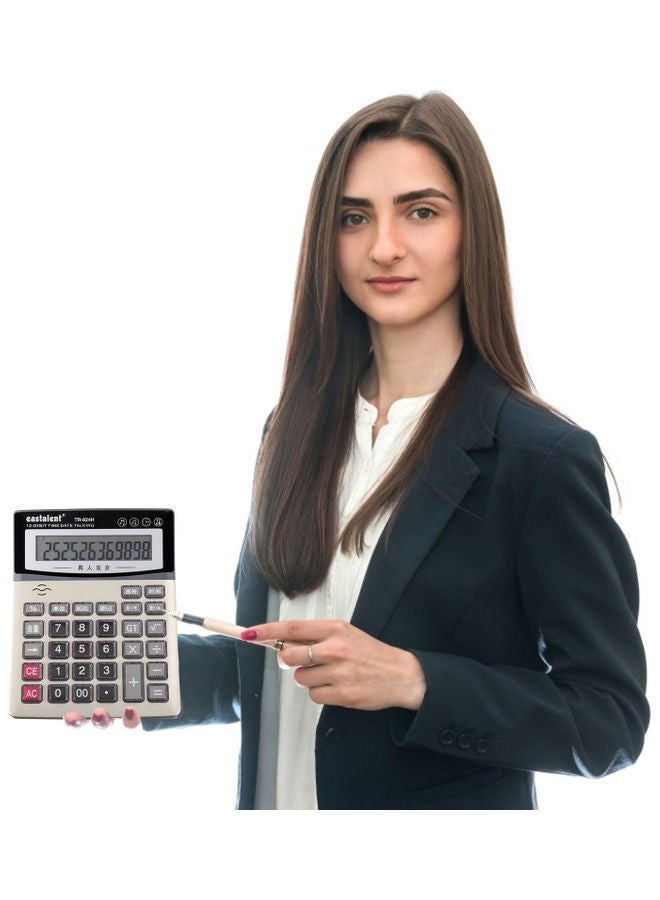 Electronic Calculator with Time Date Show Alarm Clock Beige/Black - Image 2