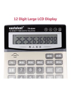Generic Electronic Calculator with Time Date Show Alarm Clock Beige/Black  - Image 4