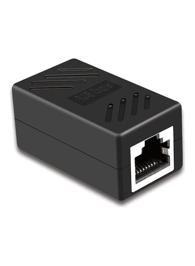 Ethernet Network Double Head Straight LAN Cable Connector Black - Image 1