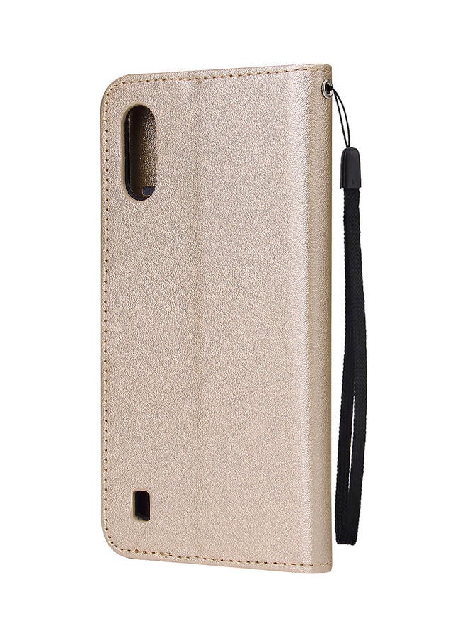 Protective Case Cover for Samsung Galaxy A01 Wallet Design Gold  - Image 3