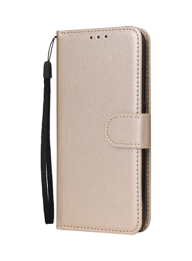 Protective Case Cover for Samsung Galaxy A01 Wallet Design Gold  - Image 2