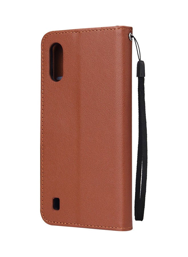 Protective Case Cover for Samsung Galaxy A01 Wallet Design Brown  - Image 3