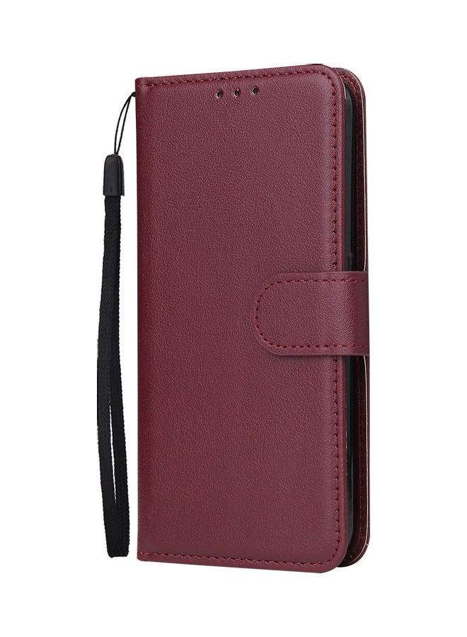 Protective Case Cover for Samsung Galaxy A01 Wallet Design Red wine  - Image 2