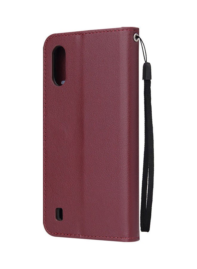 Protective Case Cover for Samsung Galaxy A01 Wallet Design Red wine  - Image 3