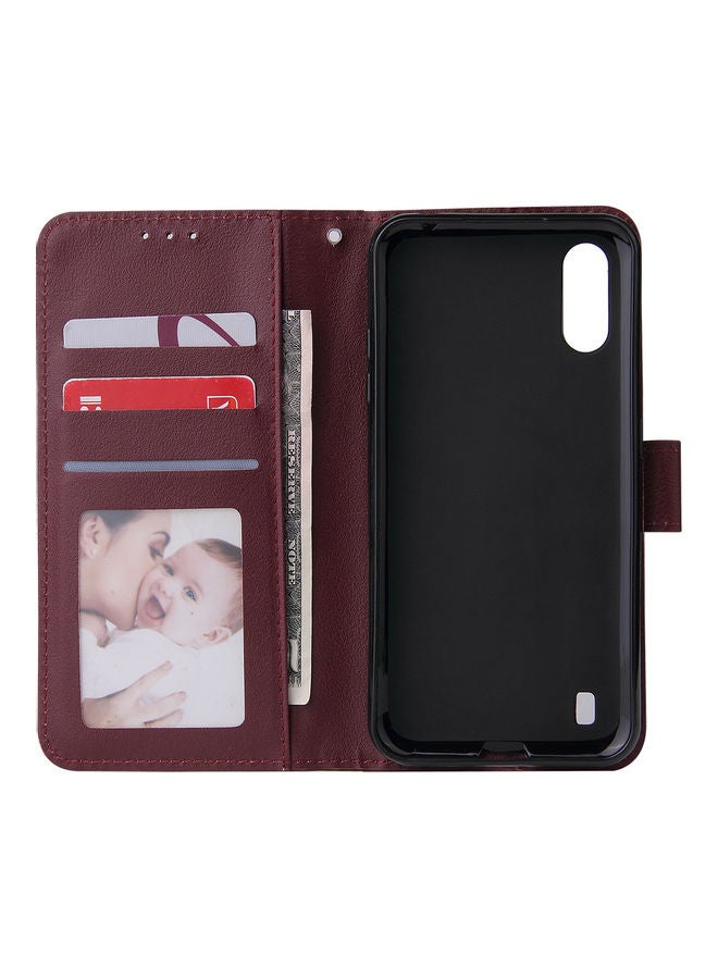 Protective Case Cover for Samsung Galaxy A01 Wallet Design Red wine  - Image 4