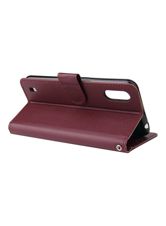 Protective Case Cover for Samsung Galaxy A01 Wallet Design Red wine  - Image 5