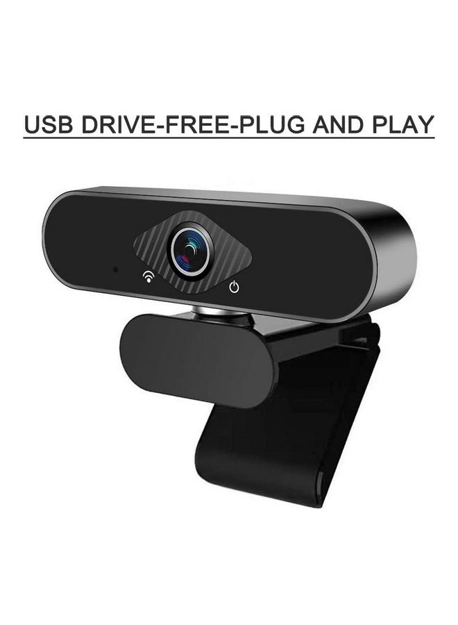 كاميرا ويب للكمبيوتر بدقة عالية الوضوح 1080P ومنفذ USB ومزودة بميكروفون مدمج أسود - Image 2