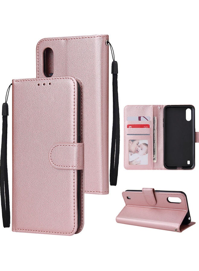Protective Case Cover for Samsung Galaxy A01 Wallet Design Rose gold  - Image 1