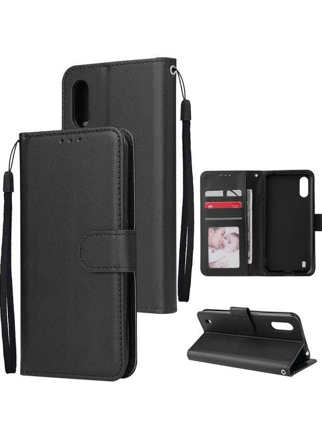 Protective Case Cover for Samsung Galaxy A01 Wallet Design Black  - Image 1