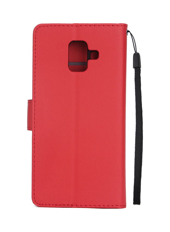 Leather Protective Case with 3 Card Position for Samsung J6 Plus Red - Image 2