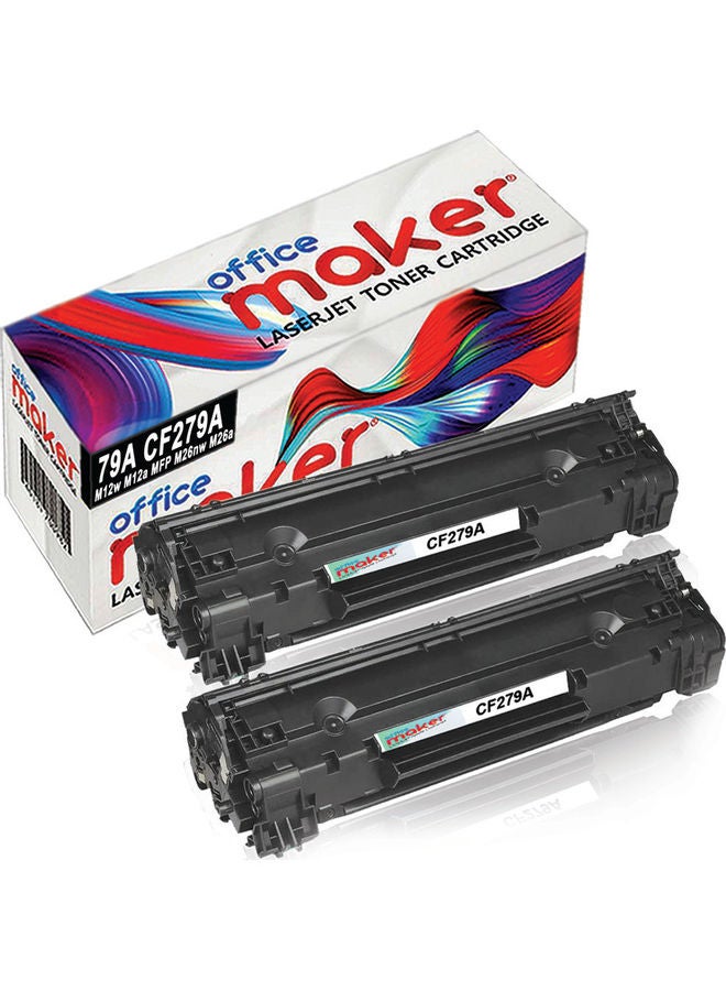 أوفيس ميكر مجموعة خراطيش حبر لطابعة HP ليزر جيت طراز 79A CF279A مكونة من قطعتين أسود  - Image 1