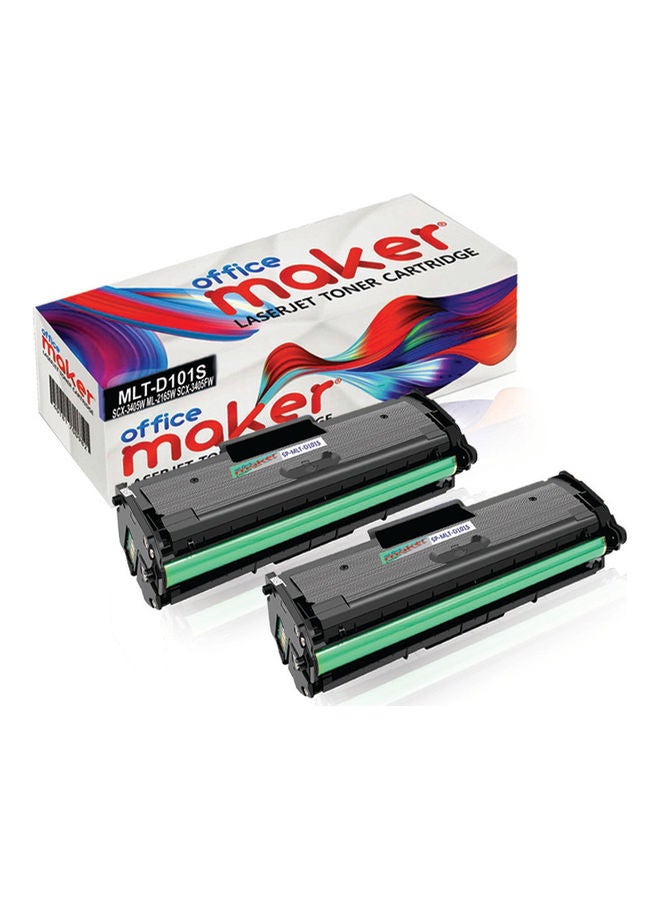 Office Maker 2-Pack MLT-D101S Laserjet Toner Cartridge for Samsung Printer Black - Image 1