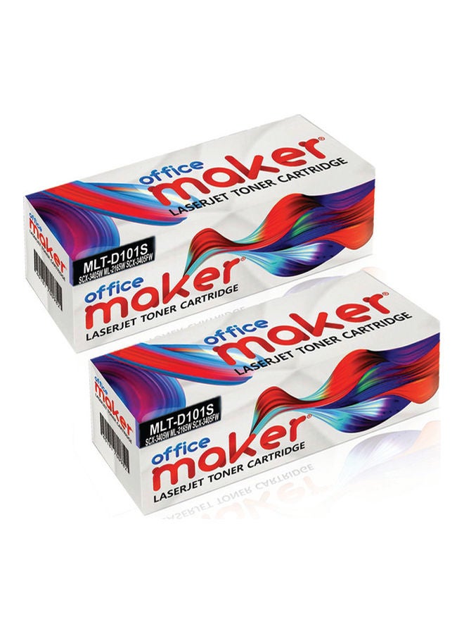 Office Maker 2-Pack MLT-D101S Laserjet Toner Cartridge for Samsung Printer Black - Image 2