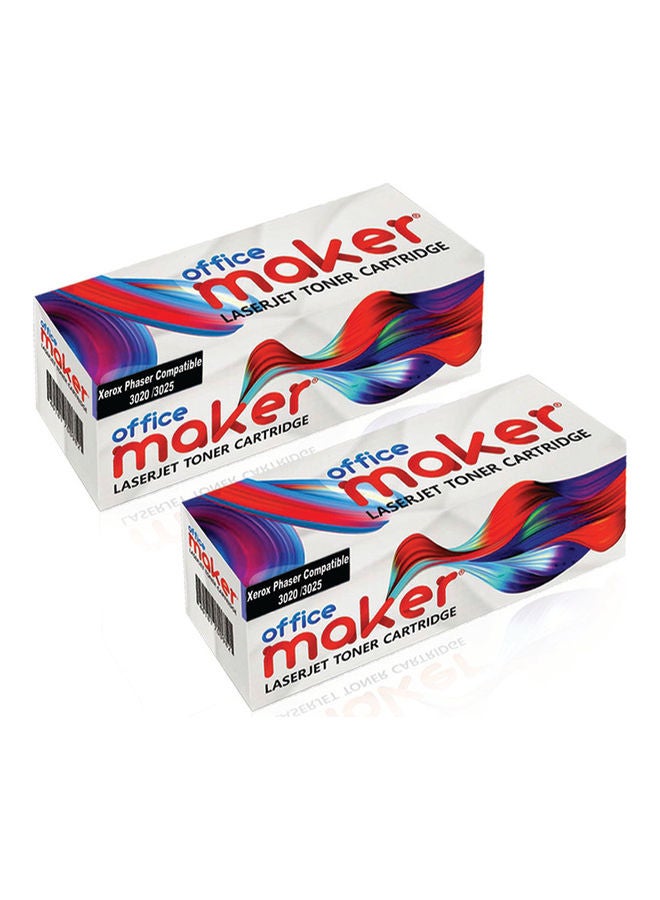 Office Maker - 2-Pack X-3020/3025 Laserjet Toner Cartridge for Xerox Printer Black - Image 1