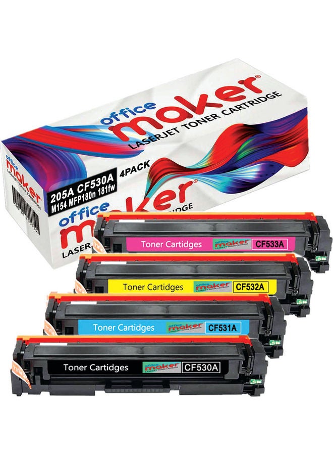 Office Maker 4-Pack Laserjet Toner Cartridge for 205A CF530A Printer Multicolour 