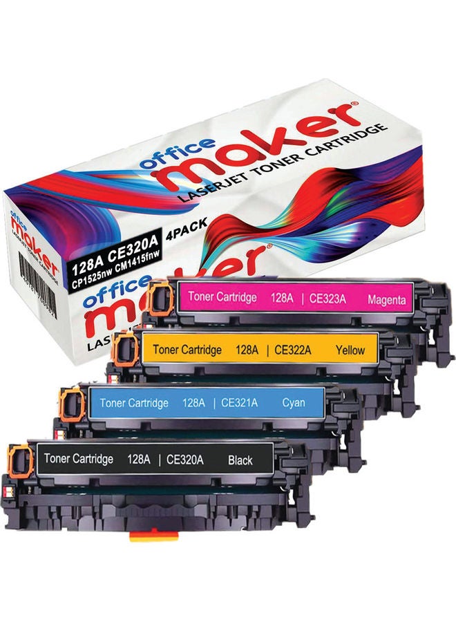 Office Maker 4-Pack Laserjet Toner Cartridge for 12A CE320A Printer Multicolour