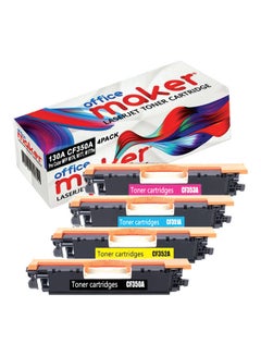 Office Maker 4-Pack Laserjet Toner Cartridge for 130A CF350A Printer Multicolour 