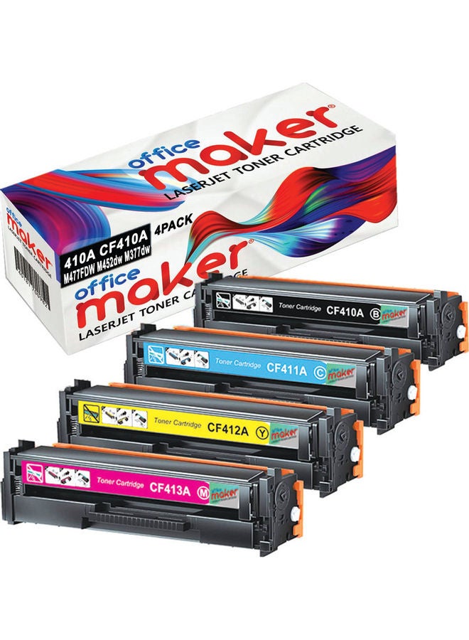 أوفيس ميكر - مجموعة خراطيش حبر لطابعة ليزر جيت 410A CF410A مكونة من 4 قطع متعدد الألوان - Image 1