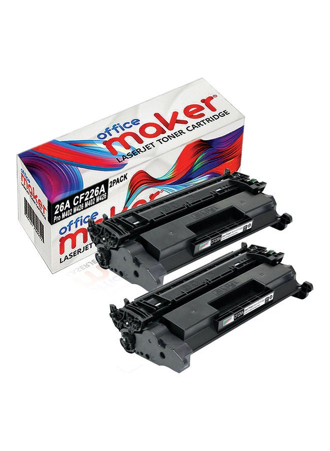 أوفيس ميكر قطعتان من خرطوشة الحبر 26A لطابعة إتش بي ليزر جيت برو M402N/M402DN/M402DW/M402D/MFP M426FDW/M426FDN أسود  - Image 1