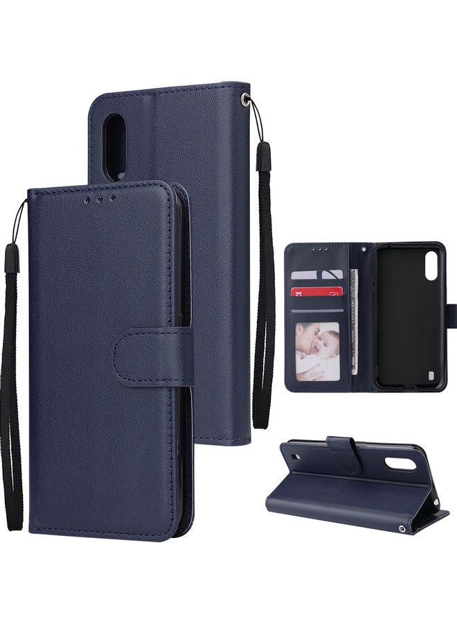 Protective Case Cover for Samsung Galaxy A01 Wallet Design Blue  - Image 1