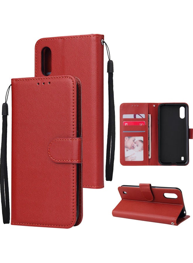 Protective Case Cover for Samsung Galaxy A01 Wallet Design Red  - Image 1