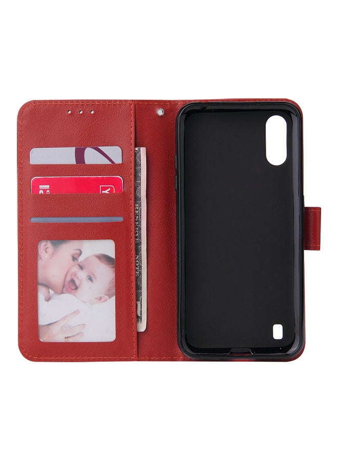 Protective Case Cover for Samsung Galaxy A01 Wallet Design Red  - Image 4