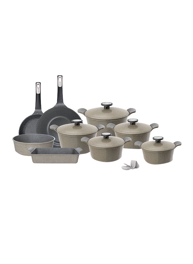 Neoflam 14-Pieces Granite Xtrema Cookware Set Beige 20/22/24/26/28/30cm