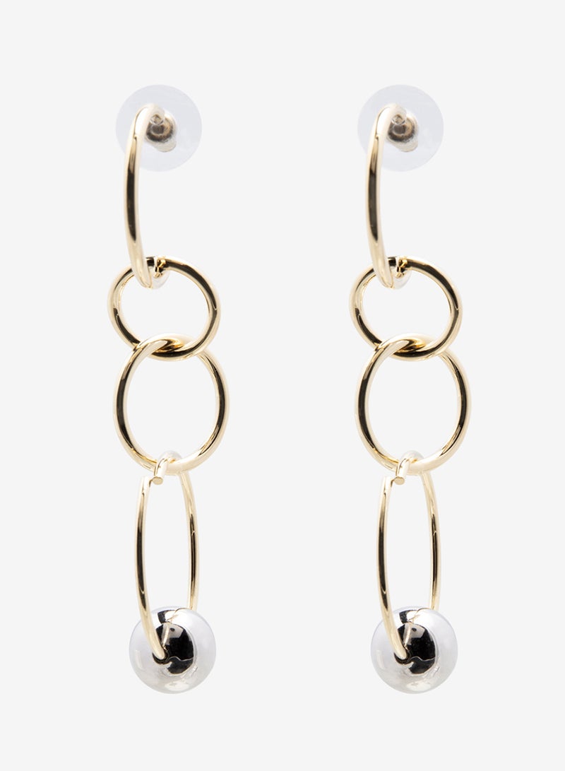 R&B Embellished Pushback Closure Detail Dangle Earrings  - Image 1