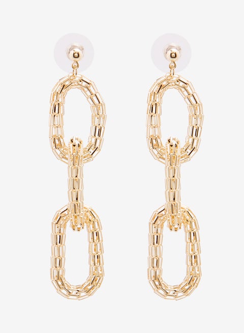 أقراط متدلية مرصعة ومزودة بمشبك دفع من الخلف للإغلاق