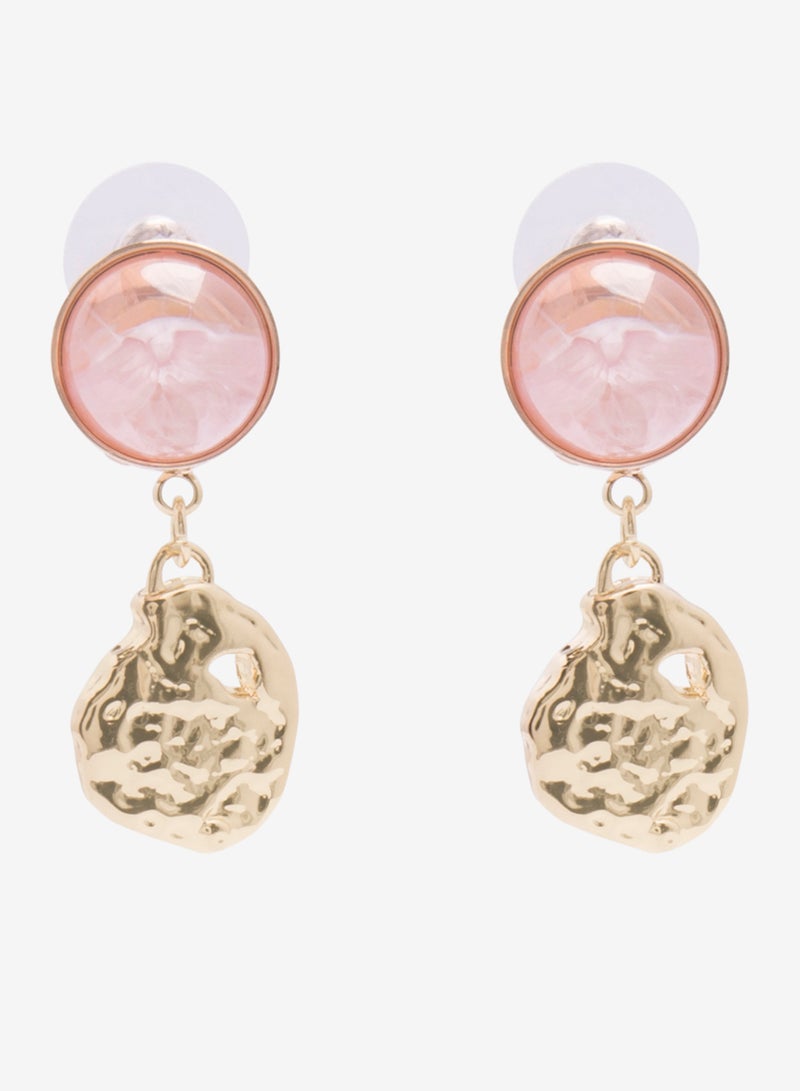 R&B Embellished Pushback Closure Detail Dangle Earrings - Image 1