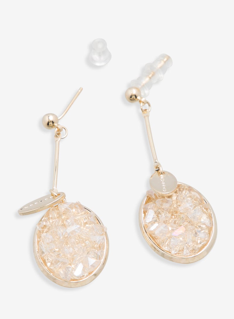 R&B Embellished Pushback Closure Detail Dangle Earrings  - Image 2